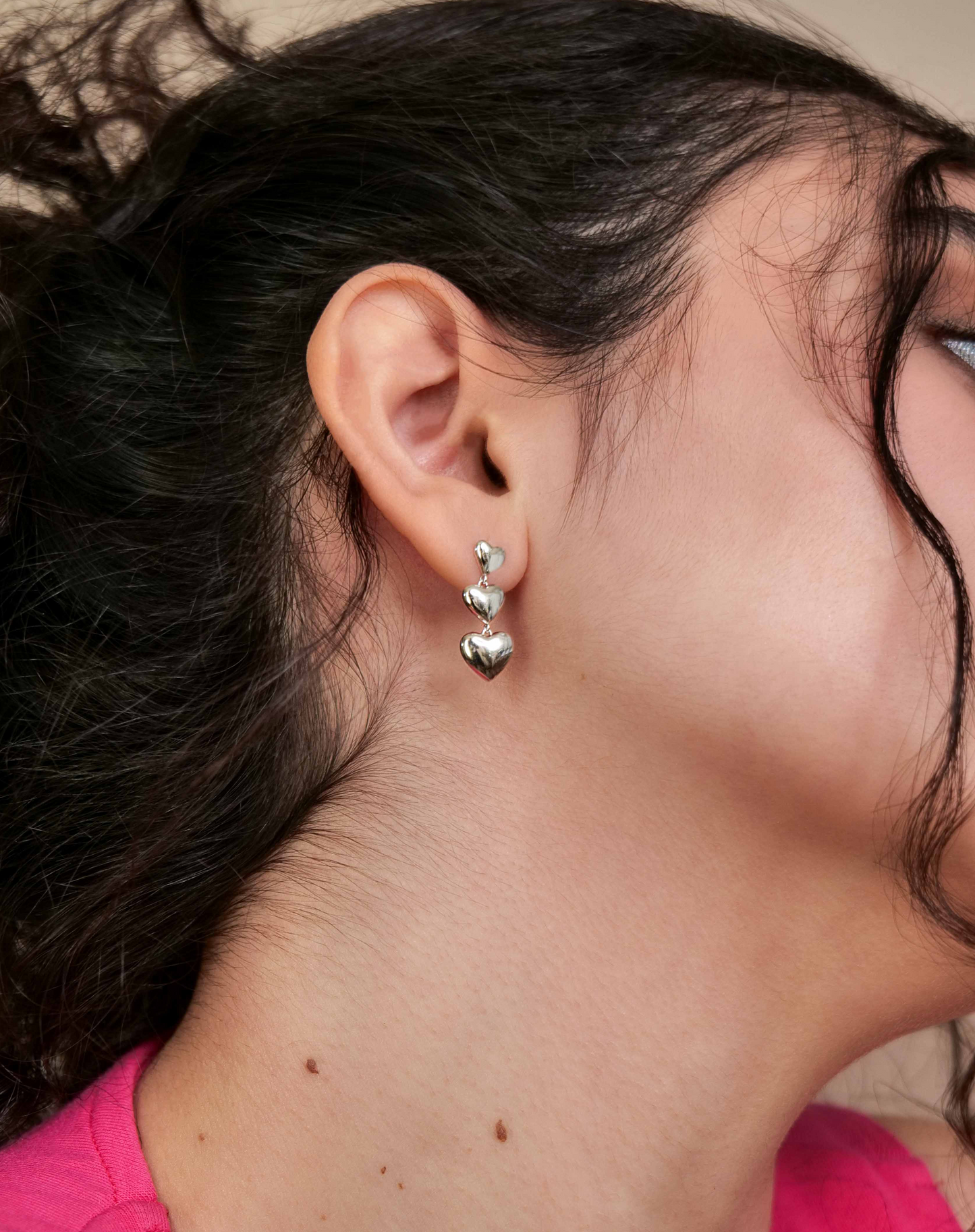 heart charm sterling silver earrings.