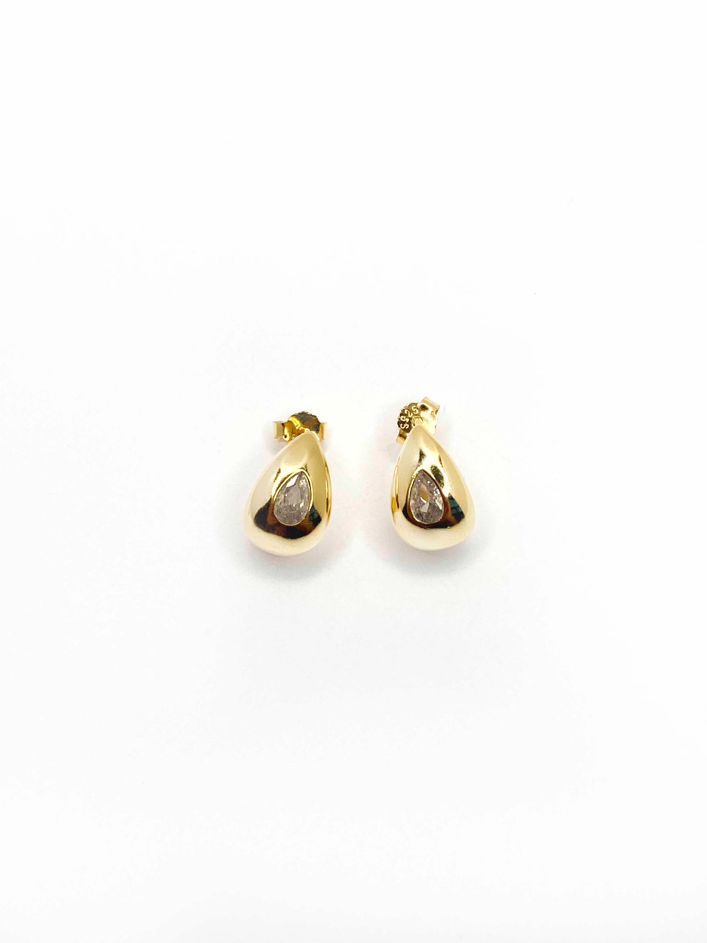 925 Sterling Silver Gold Plated stud Zircon Earrings.