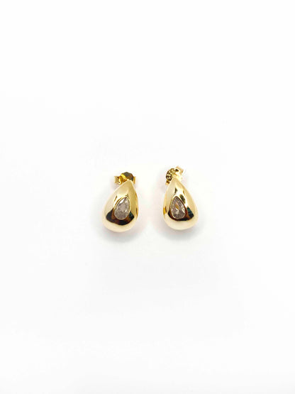 925 Sterling Silver Gold Plated stud Zircon Earrings.