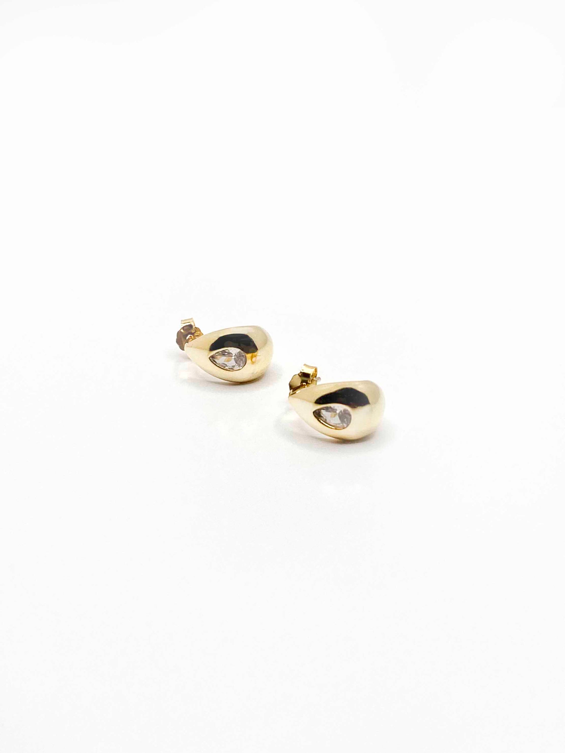 925 Sterling Silver Gold Plated stud Zircon Earrings.